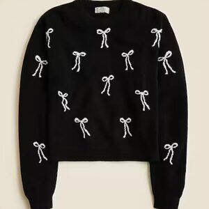 NWT J.crew Perfect cashmere crewneck sweater in bow print Sz Small